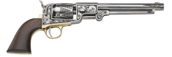 Pietta™ 1862 Dance Silver Engraved Black Powder Revolver - .44 Caliber w/ 8" Barrel - Walnut Grip - DAN44B/LE Pietta™ 1862 Dance Silver Engraved Black Powder Revolver - .44 Caliber w/ 8" Barrel - Walnut Grip - DAN44B/LE