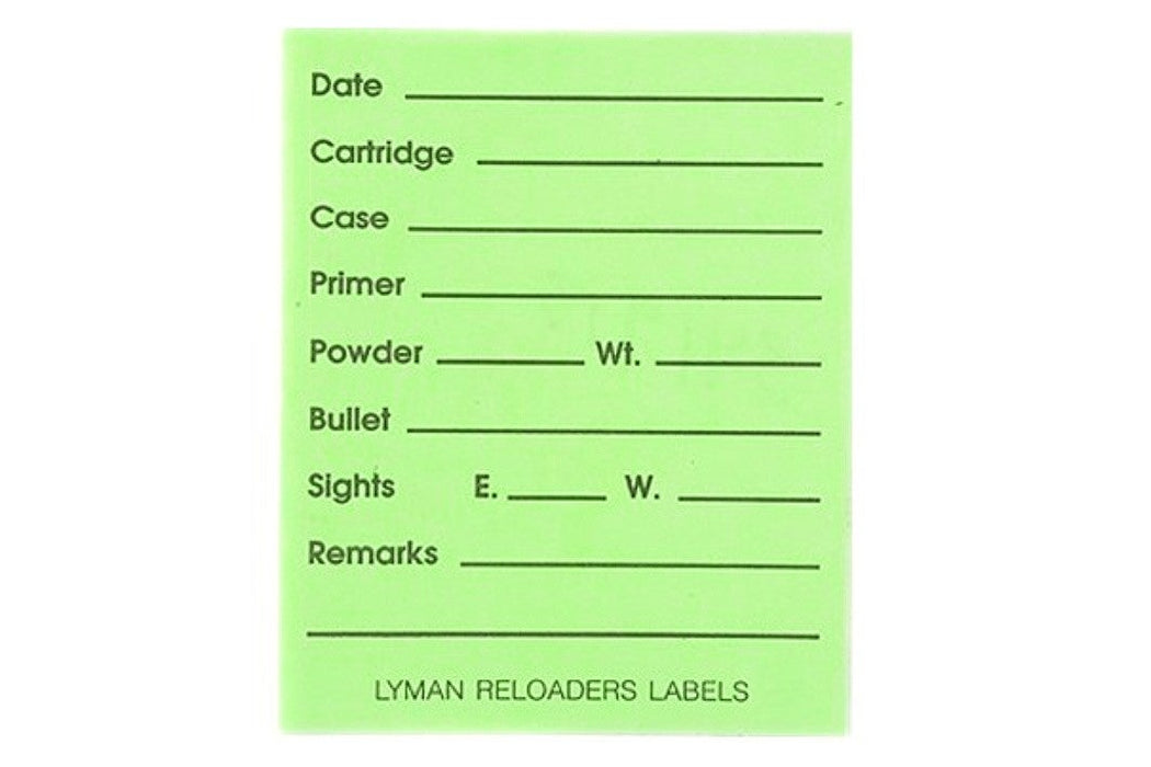 Lyman™ Peel & Stick Reloader's Labels Rifle/Pistol - 2" x 2-1/2" Fluorescent Green - Pack of 40