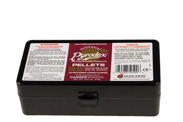 Hodgdon® Pyrodex™ 50/50 Pellets Black Powder Substitute .50 Cal 50 Grains (24 & 100 Pack) Hodgdon® Pyrodex™ 50/50 Pellets Black Powder Substitute .50 Cal 50 Grains (24 & 100 Pack)