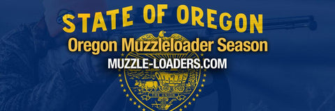 Oregon muzzleloader season graphic. Oregon state flag as a backdrop.