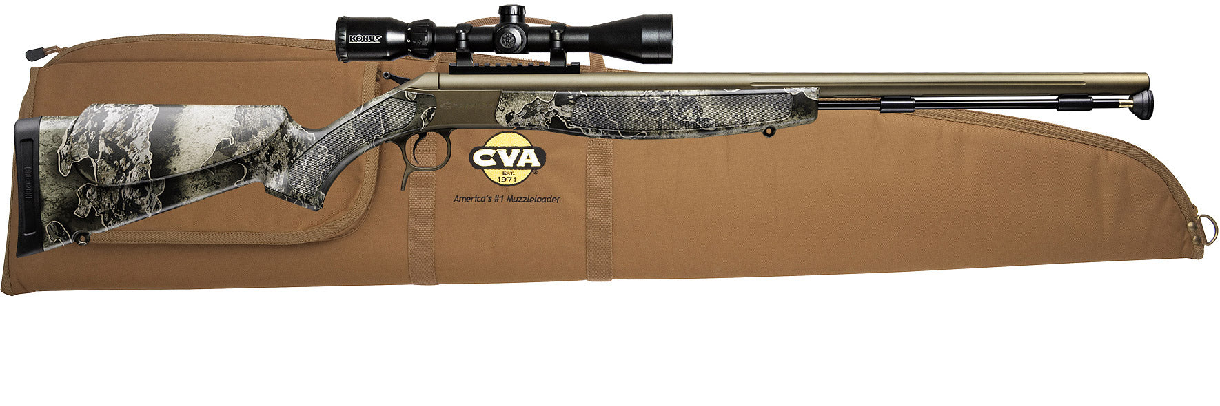 CVA Crossfire Camo & Cerakote With Konus Scope and CVA rifle case