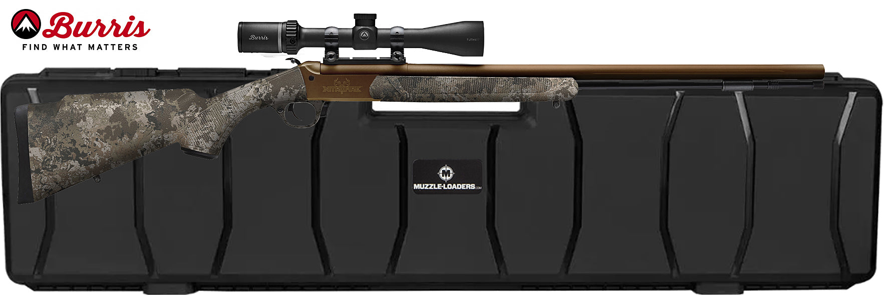 Traditions® NitroFire VAPR Burris™ Scope Package - .50 Cal Veil™ Wideland Camo & Burnt Bronze CeraKote™ - CR5-848804425BFHC Hard Case