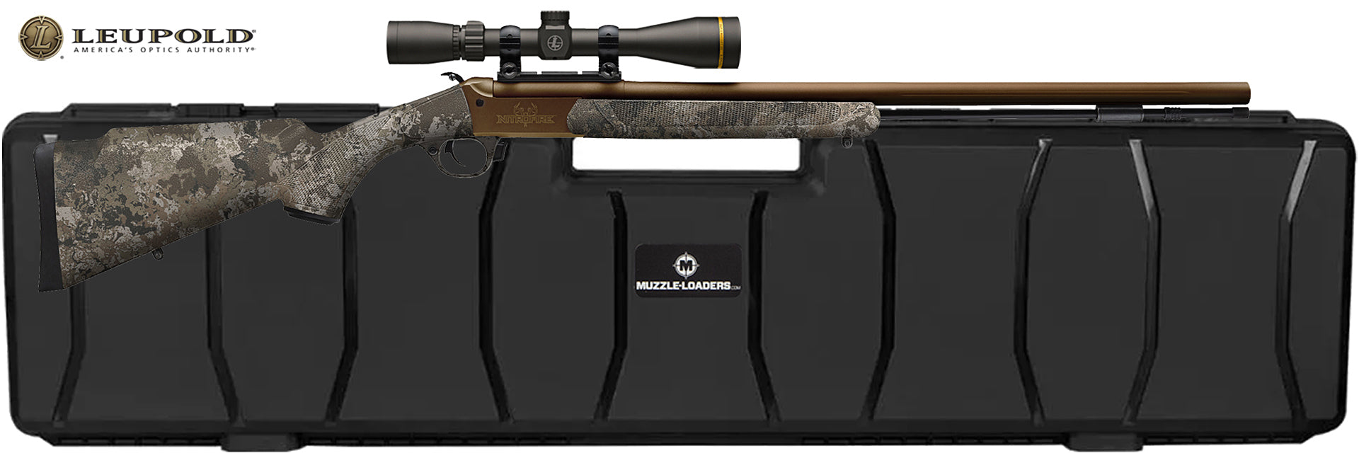 Traditions® NitroFire VAPR Leupold™ Scope Package - .50 Cal Veil™ Wideland Camo & Burnt Bronze CeraKote™ - CR5-848804425LCHC Hard Case