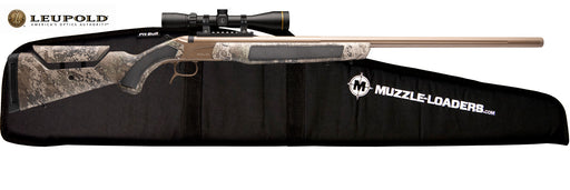 CVA Accura LR-X - .45 Caliber - FDE Cerakote - Nitride Barrel - True Timber Strata - 0 MOA Picatinny Rail - Variflame Ignition - Leupold Scope Soft Case Combo - PR3208LCSC