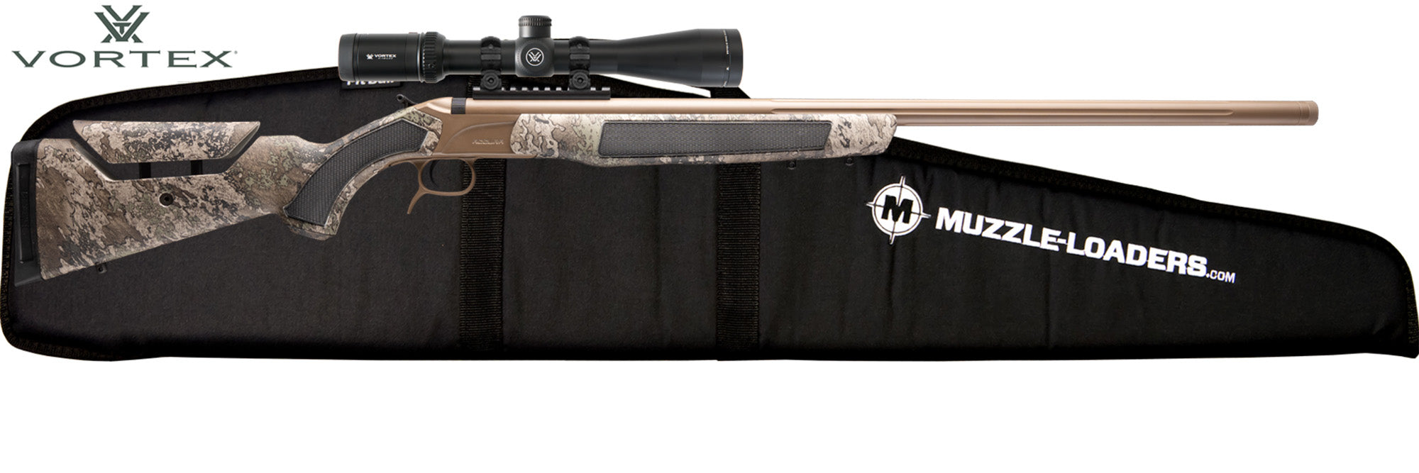 CVA Accura LR-X - .50 Caliber - True Timber Strata Camo - FDE Cerakote/Nitride Barrel Finish - Vortex Viper Soft Case Combo - PR3209VSVIPSC