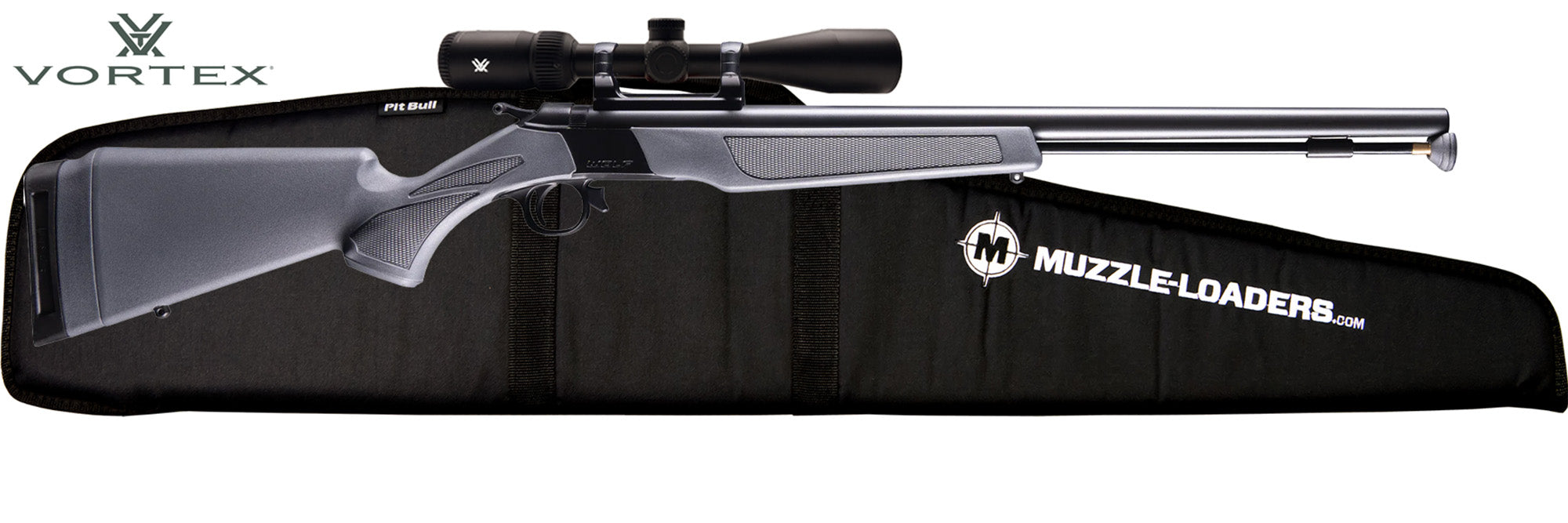 CVA Wolf .50 Caliber Blued Steel Barrel Grey Stock - Vortex 3-9x40mm Crossfire HD Combo with Muzzle-Loaders Soft Rifle Case - PR2119VHD