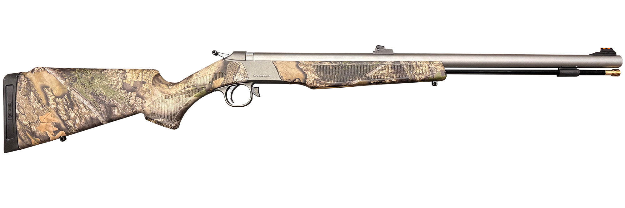 CVA Wolf .50 Cal - Stainless Steel - Realtree APX Camo Stock - Williams Fiber Optics Sights - PR2120S