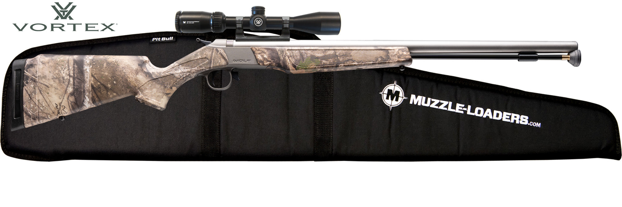 CVA Wolf - Stainless Steel - Realtree APX Camo Stock - Vortex Crossfire II Dead-Hold BDC or C-Plex Soft Case Combo - PR2120SMV