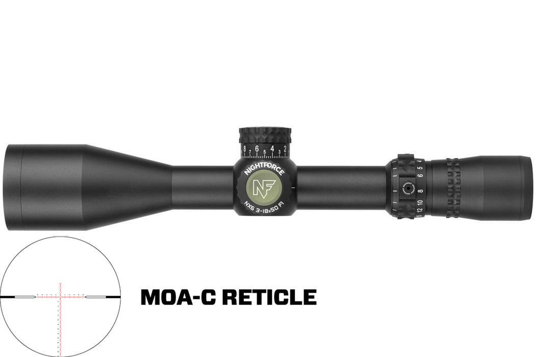 Nightforce NX6-3-18x50MM First Focal Plane Scope - FieldSet™ Turret System - MOA-C Reticle - C733