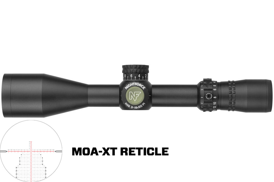Nightforce NX6-3-18x50MM First Focal Plane Scope - FieldSet™ Turret System - MOA-XT Reticle - C736
