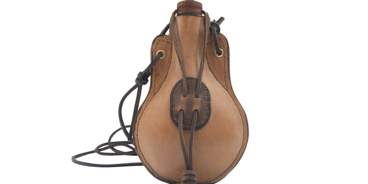 Muzzle-Loader Deluxe Leather Hard Ball Flask | 01-501D | Muzzle-Loaders.com