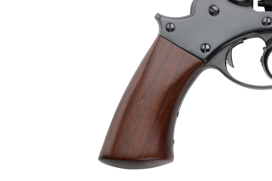 Pietta 1858 Double Action Black Powder Revolver - .44 Cal - Single Piece Walnut Grip Close Up Photo - STARR44D