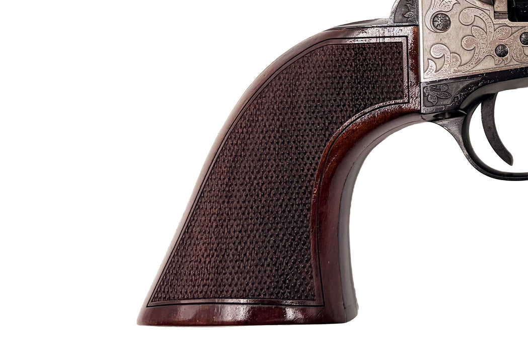 Pietta 1873 .44 Caliber Engraved Revolver with Checkered Wooden Grips - SA73-024/OSF/PT/LC