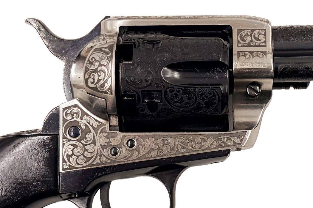 Pietta 1873 Single Action Revolver with Engraved Cylinder and Frame - SA73-024/OSF/LE/VB