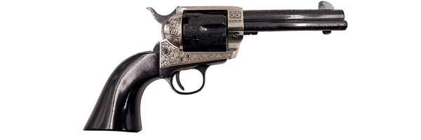 Pietta 1873 Single Action - .44 Caliber - Engraved Old Silver Finish - Black Grips - 5" Barrel - SA73-024/OSF/LE/VB