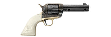 Pietta 1873 Single Action Engraved .44 Caliber Black Powder Revolver - White Polymer Grips w/ Dead Man's Hand - SA73-063/LE/IG/A&E