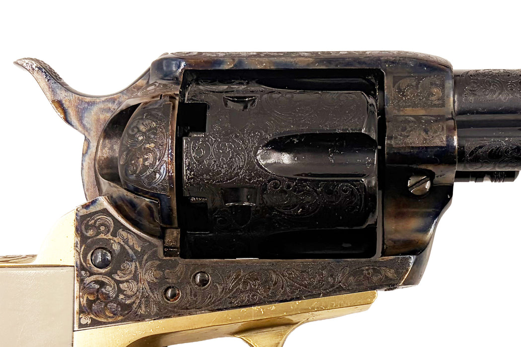 Pietta 1873 Single Action Engraved Revolver Dead Mans Hand Engraved Cylinder, Hammer, and Frame - SA73-063/LE/IG/A&E