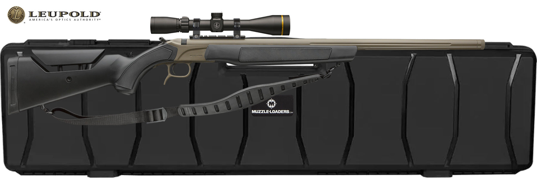 CVA™ Accura LR-X Leupold™ Scope Package - VariFlame™ Ignition - .45 Cal 30" Barrel - Cerakote™ FDE Barrel w/ Black Stock 1:28 Twist - PR3210NLC