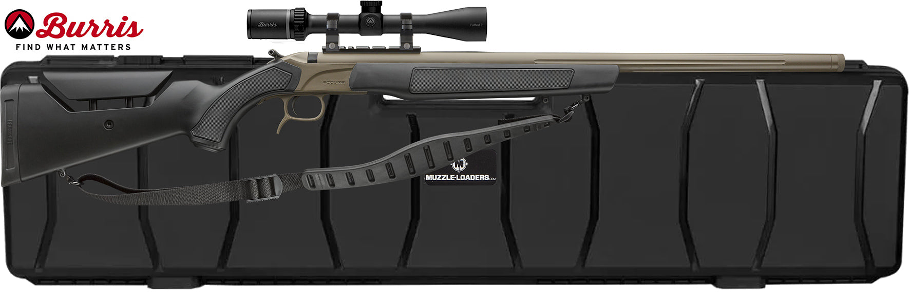 CVA™ Accura LR-X Burris™ Scope Package - .50 Cal 30" Barrel - Cerakote™ FDE Barrel w/ Black Stock 1:28 Twist - PR3211BFC Hard Case
