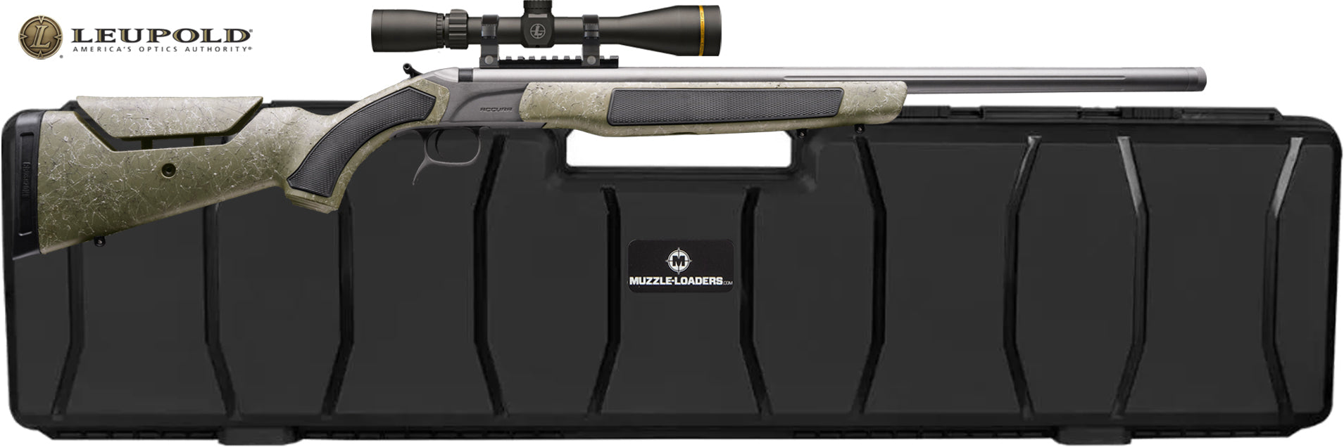 CVA™ Accura MR-X Leupold™ Scope Combo - Cerakote™ Tungsten & Nitride Threaded Barrel 3/4x24 - .50 Cal - PR3233NLHC Hard Case