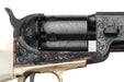 Pietta™ 1851 Navy Deluxe Engraved Black Powder Revolver Pistol - 7.5" Barrel - .36 Caliber - Ivory Grip Cylinder
