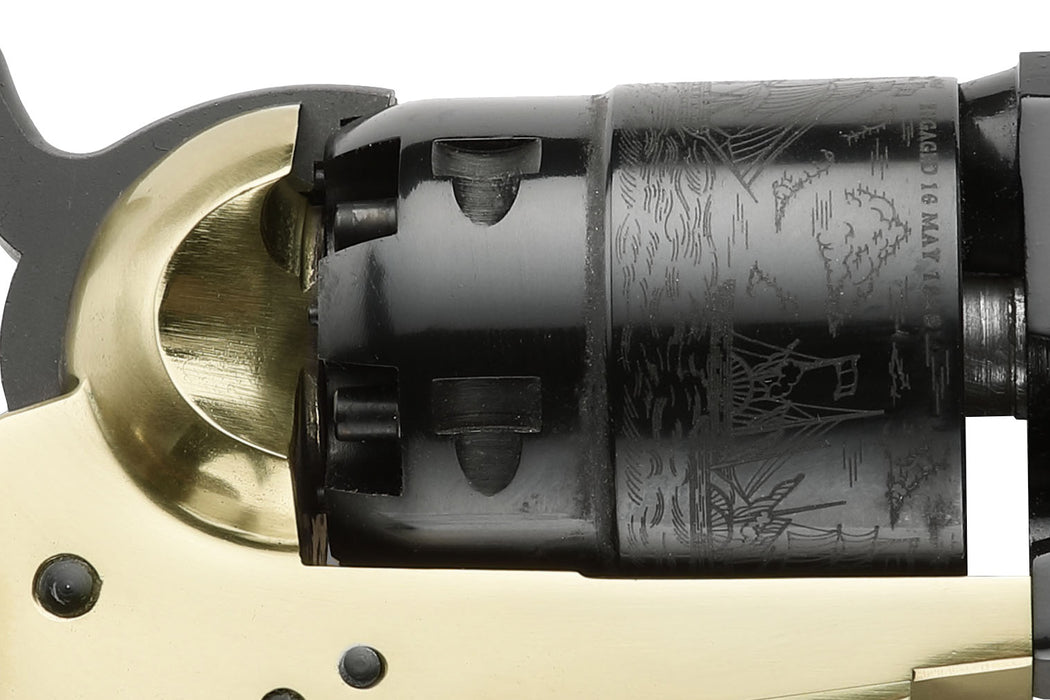 Pietta™ 1851 Snubnose Confederate Navy Sheriff Black Powder Revolver Pistol - .44 Caliber 5.5" Blued Barrel Brass Frame - RNSTI44MTBLC1 Cylinder