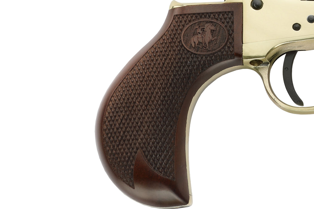 Pietta™ 1851 Snubnose Confederate Navy Sheriff Black Powder Revolver Pistol - .44 Caliber 5.5" Blued Barrel Brass Frame - RNSTI44MTBLC1 Checkered Grip