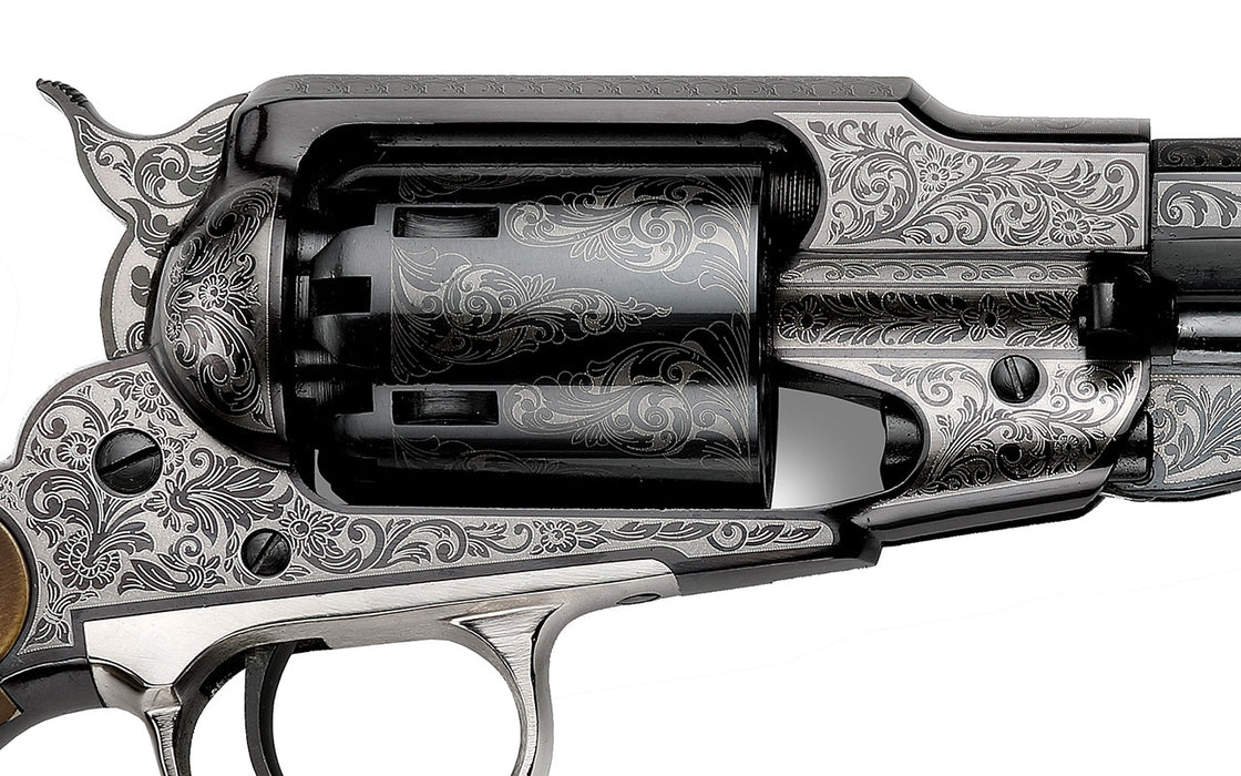 Pietta-1858-NEW-ARMY-REVOLVER-STEEL-FRAME-44-cal-LASER-ENGRAVED-DELUXE-Liberty-grips-RGA44-LE-IGEL-cylinder