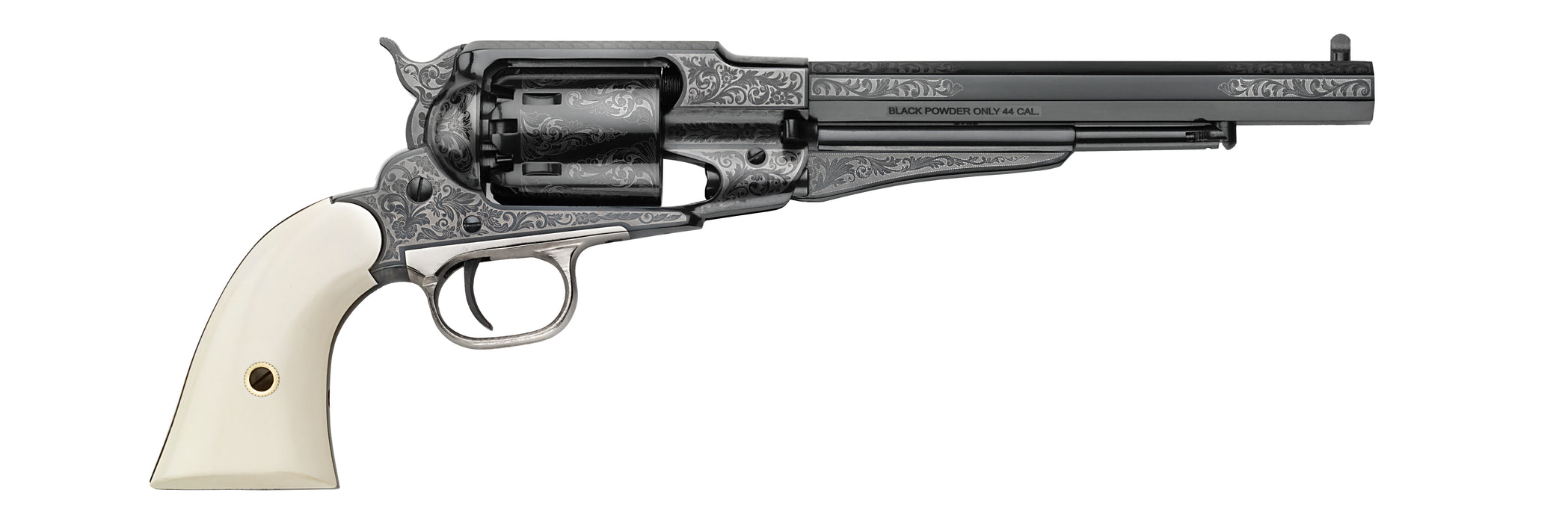 Pietta 1858 New Army Revolver Steel Frame .44 Caliber Laser Engraved