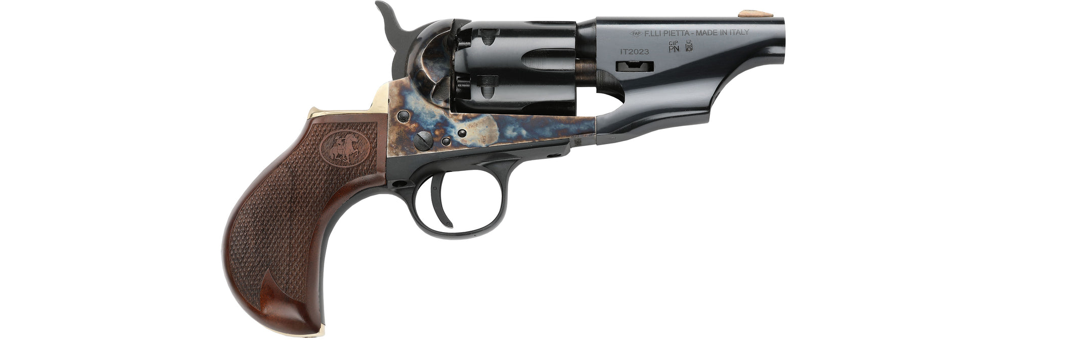 Pietta® .36 Caliber 1861 Remington Snub Nose Army Revolver - 3" Barrel Steel Frame - Blued Fluted Cylinder - CPPSNB36MS/MT/BB/LC1