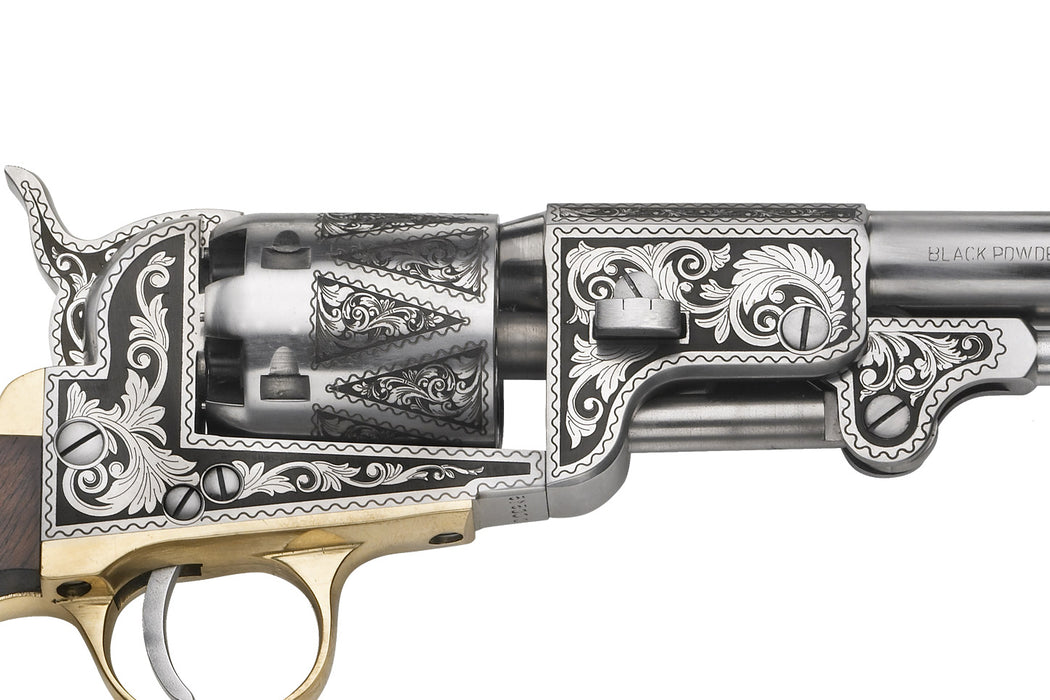 Pietta™ 1862 Dance Silver Engraved Black Powder Revolver - .44 Caliber w/ 8" Barrel - Walnut Grip - DAN44B/LE Cylinder