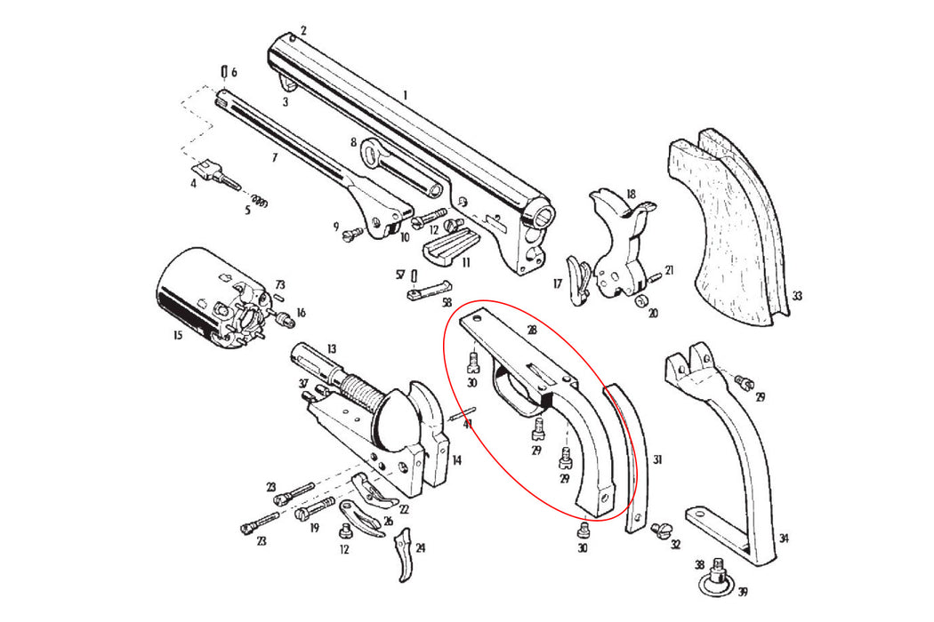 Pietta Squared Brass Triggerguard A2131