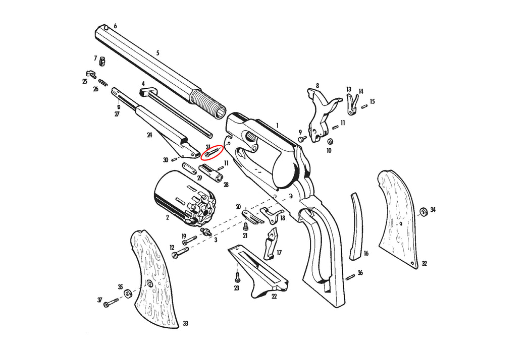 Pietta-replacement-loading-lever-screw-1863-NEW-MODEL-POCKET-revolver-RP6034