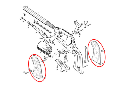 Pietta-replacement-right-left-grips-screw-1863-NEW-MODEL-POCKET-revolver-RP6035-RP6036