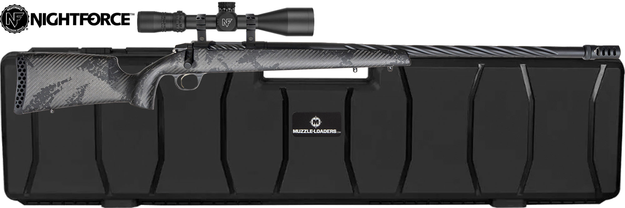Weatherby MZY 307 Muzzleloader Rifle NightForce Scope Package with Muzzle-Loaders.com Hard Rifle Case