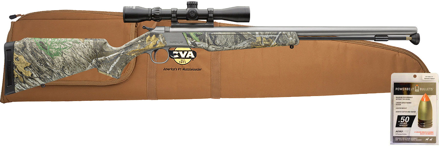 CVA™ Wolf V2 Camo Scope Combo - .50 Cal Konus™ 3-9x32mm Scope - PR2118SSCP