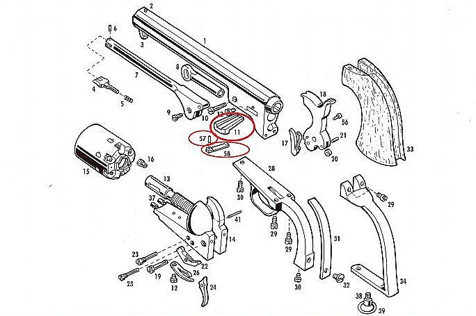 Pietta Wedge With Spring For Navy Revolvers diagram