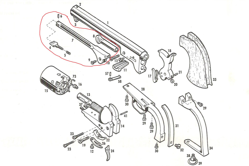Pietta Loading Lever Navy A668 diagram