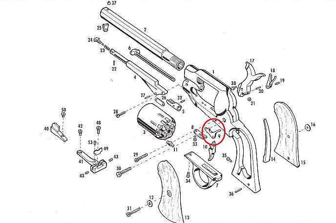 Pietta Cylinder Stop bolt diagram