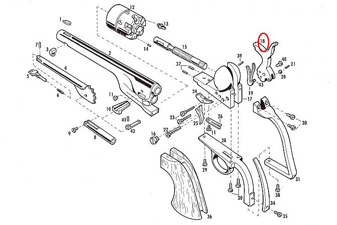 Pietta replacement hammer for 1860/61 army and sheriff revolvers diagram