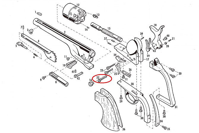 Pietta Hammer Screw 381 diagram