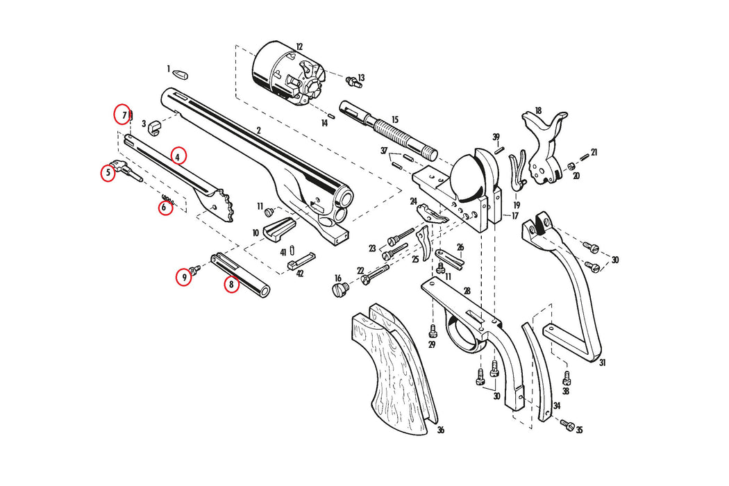 Complete Loading Lever Assembly For 36 Caliber Pietta Revolvers