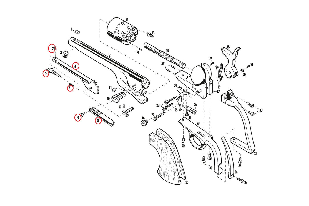 Complete Loading Lever Assembly For 44 Caliber Pietta Revolvers