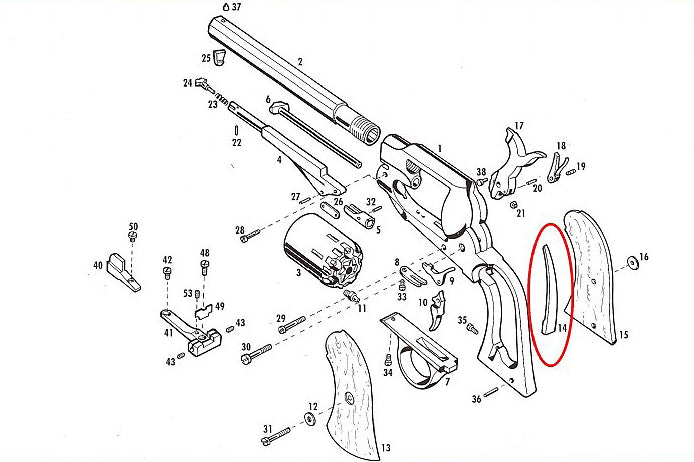 Pietta Mainspring for 1858 New Army Revolvers diagram