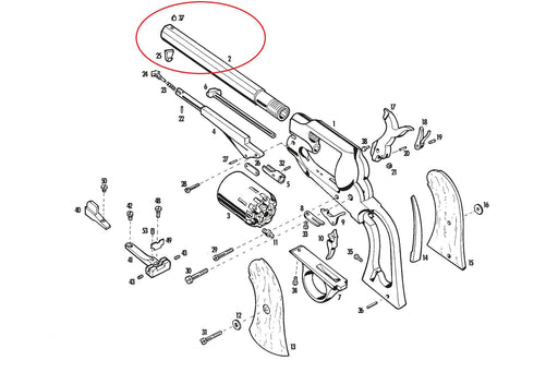 Pietta Replacement Barrel For 1860/61 Revolvers 44 Caliber diagram