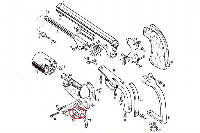 Pietta Trigger Bolt Spring For Navy Revolvers Diagram