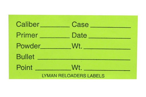 Lyman™ Peel & Stick Reloader's Labels Rifle/Pistol - 1" x 2" Fluorescent Green - Pack of 75