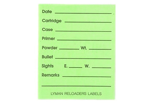 Lyman™ Peel & Stick Reloader's Labels Rifle/Pistol - 2" x 2-1/2" Fluorescent Green - Pack of 40