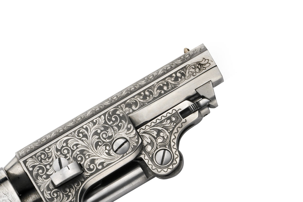 Pietta® 1851 Navy Yank - .36 Caliber - Steel - Old Silver - Laser Engraved - Polymer Grip - Schaefer Model - YASBOS36/CAP/IG