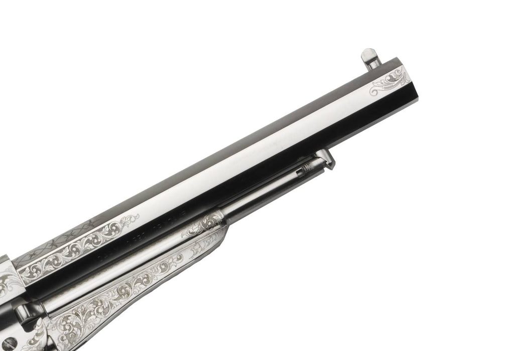 Pietta 1858 Remington Texas Nickel General Custer Model - White Polymer Grip - Black Powder Revolver - .44 Caliber - Nickel-Plated Frame & Barrel - RBN44/CS/IG